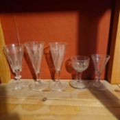 A group of five drinking glasses, late 18th century and later,
