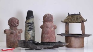 Two terracotta figures, modern,