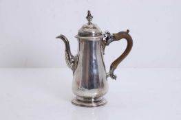 A George II silver coffee pot,