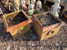 A pair of square terracotta planters, 20th century,