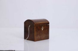 A small burr yew tea caddy,