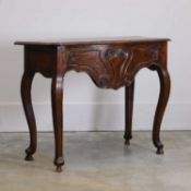 A Louis XV oak console table, late 18th century,