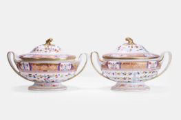 A pair of Regency porcelain tureens, early 19th century,