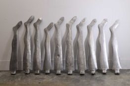 Ten metal stocking moulds, c.1900s,