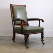 A William IV mahogany framed library chair,