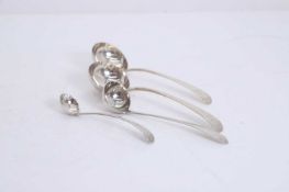A pair of George III silver Old English pattern sauce ladles,
