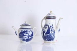Two Caughley blue and white porcelain items, circa 1780,