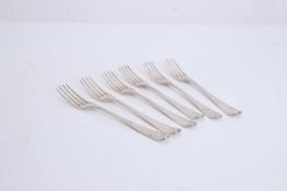 A set of six George III Hanoverian pattern table forks,