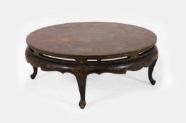 A black and gilt japanned low table, 20th century,