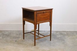 An Edwardian drop flap bedside table, 20th century,