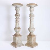 A pair of large French cast iron candle stands, circa 19th century,