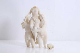 An alabaster classical figure group, 20th century, after the antique,