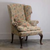 A Georgian mahogany wing armchair,