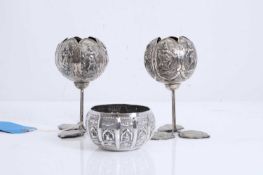 A pair of silvered metal goblets, circa 1920, South Indian, Bombay (Mumbai),