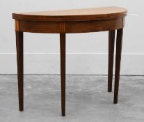 A George III mahogany and satinwood card table, third quarter of the 18th century,