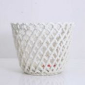 A Spanish white glazed porcelain reticulated planter 19th to 20th century,