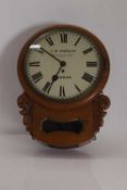 Victorian mahogany drop dial wall clock, 19th century,