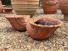 A pair of terracotta shell planters, 20th century, Italian,