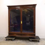 A late Victorian mahogany and boxwood bookcase, late 19th century,