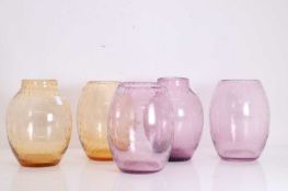 ▲ Attributed to Keith Murray (New Zealand-British, 1892-1981) five glass vases, circa 1930,