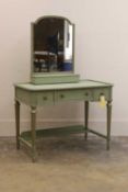 A painted dressing table and mirror, 20th century,