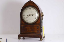 A George IV mahogany lancet-shaped table clock by John Philip, Brighton early 19th century,