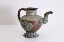 A Tibetan brass teapot, 20th century,