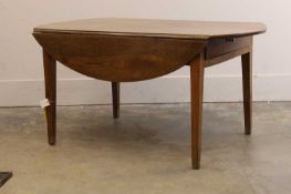 An elm farmhouse drop leaf table, 19th century, French,