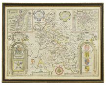 Speed, J: Buckingham both Shyre, and Shire towne describ. c.1676, hand coloured,