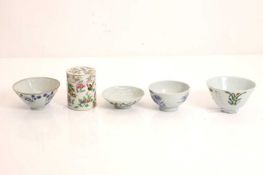 A collection of Chinese and English tea bowls,