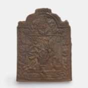 A large cast iron fireback in the 17th-century style, 19th century,