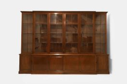 A large George III mahogany library bookcase, early 19th century,