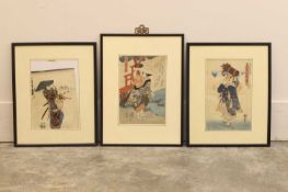 Three Japanese woodblock prints, early 20th century,