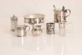 A collection of silver items,