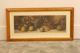 Arthur Dudley (British, 1864-1915) Still life of apples and a basket of raspberries