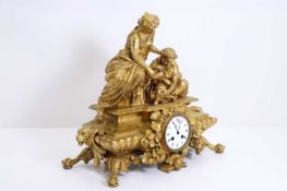A French gilt metal mantle clock, c.1900,