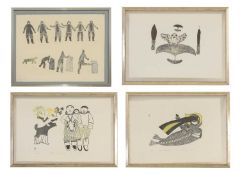 A group of four prints by Canadian Inuit artists