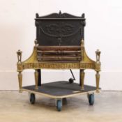 A George III-style brass and steel serpentine fire grate, early 20th century,