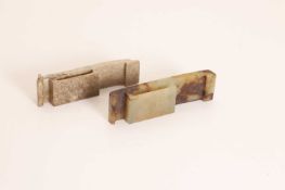 Two hardstone scabbard slides,