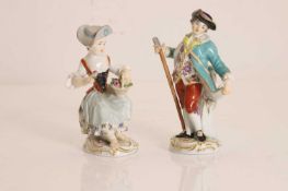 Two Meissen porcelain figures, 19th century,