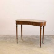 A George III style mahogany kidney shaped desk, 20th century,
