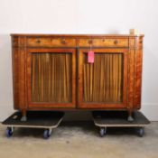 A regency satinwood and ebony inlaid side cabinet, early 19th century,