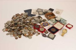 A selection of coins and medals,