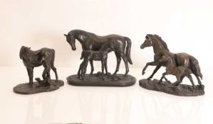A collection of bronzed equestrian figural groups,