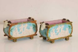 A pair of Royal Worcester majolica planters, late 19th century,