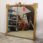 A large giltwood overmantle mirror, 19th century,