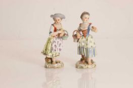 A pair of Meissen porcelain figures, 19th century,
