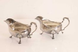A pair of silver sauce boats,