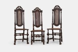 A collection of six cane back chairs, late 17th century style,
