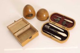 Three items of Mauchline ware, 19th century,